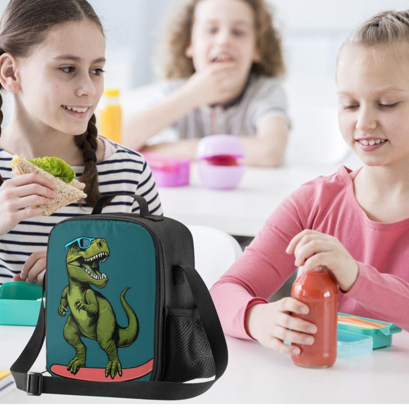 PrelerDIY Surfing Dinosaur Lunch Box Insulated Meal Bag Lunch Bag Food Container for Boys Girls School Travel Picnic - Image 5